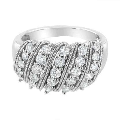 .925 Sterling Silver 1 cttw Lab Grown Diamond Cluster Band Ring (F-G Color, VS2-SI1 Clarity)