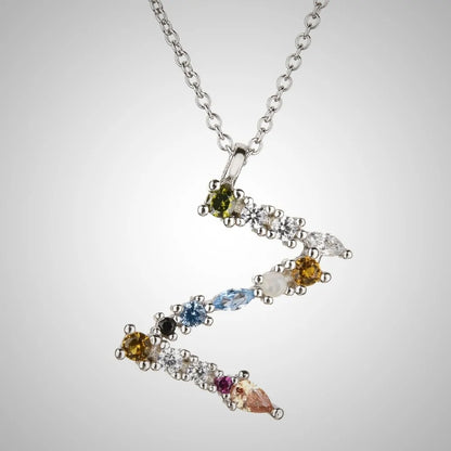 ANDYWEN 925 Sterling Silver Gold Letter M Opal Initial Necklace