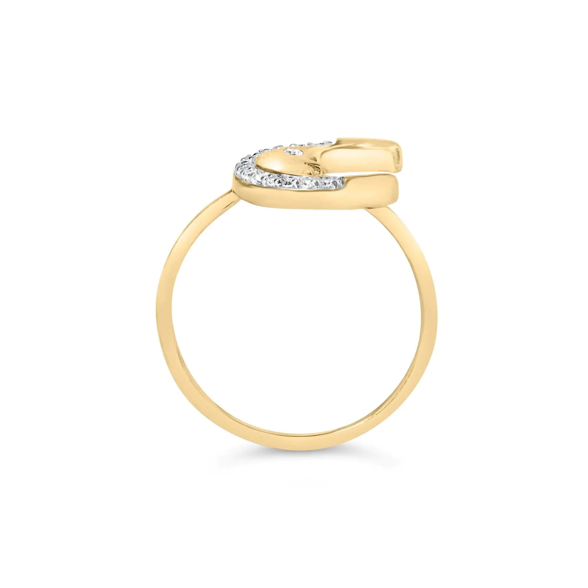 10K Yellow Gold 1/10 Cttw Diamond Crescent Moon Ring (I-J Color, I1-I2 Clarity)