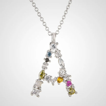 ANDYWEN 925 Sterling Silver Gold Letter M Opal Initial Necklace