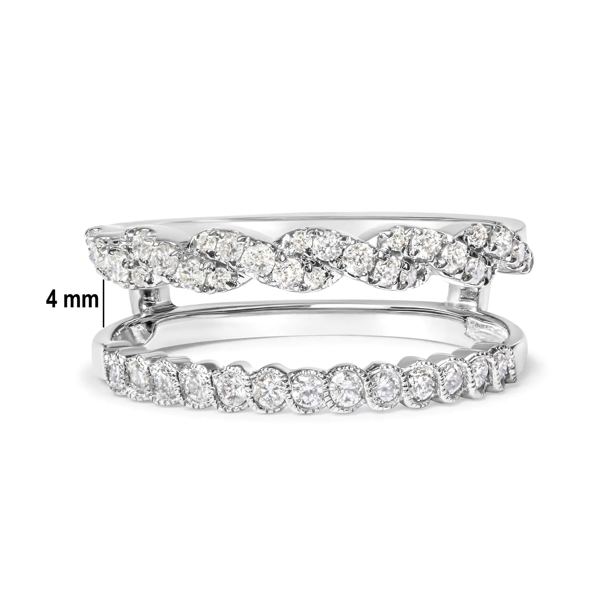 14k White Gold 1/2 Cttw Diamond Enhancer Wrap Ring Guard ( I-J Color, I2-I3 Clarity)