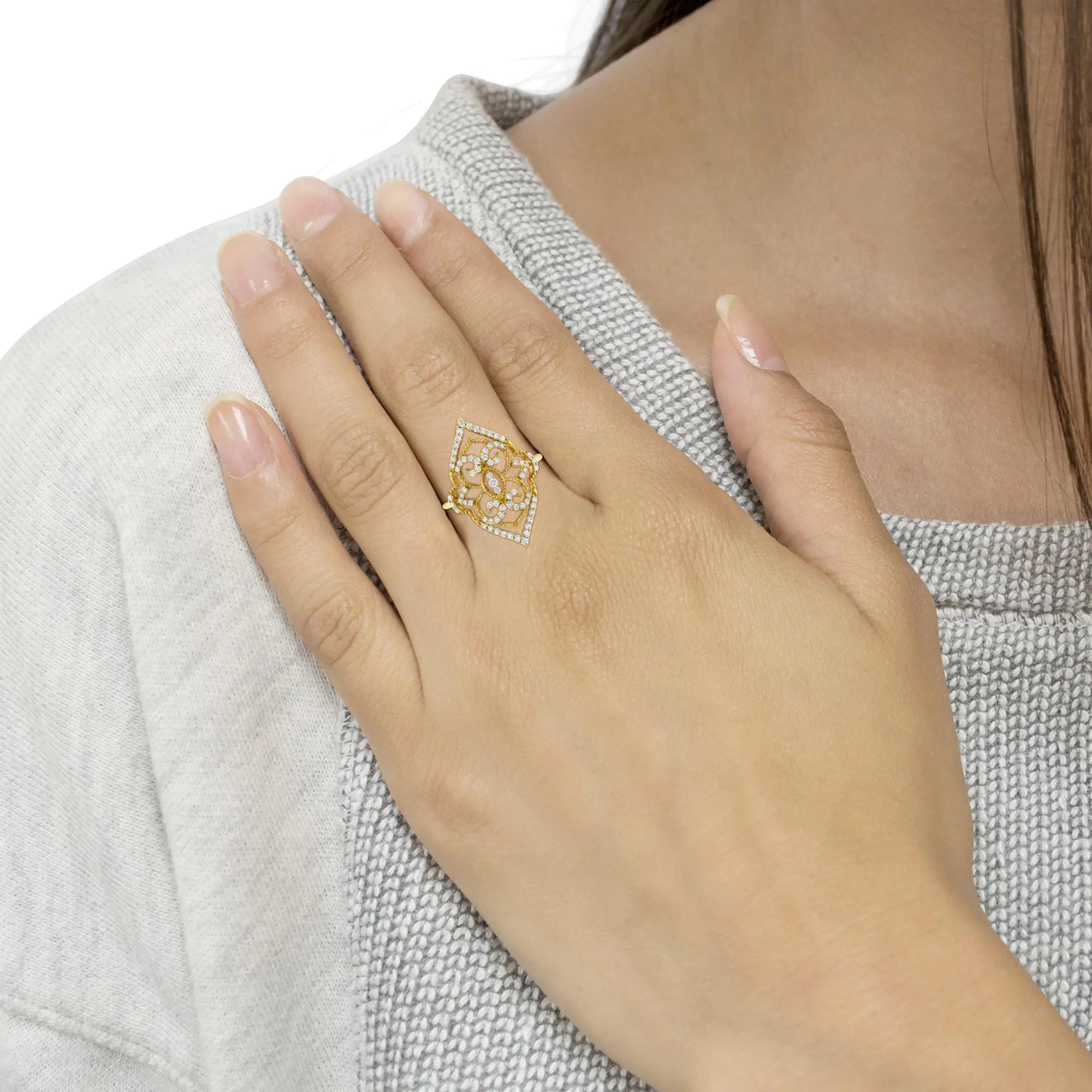 10K Yellow Gold Diamond Cocktail Ring (1/2 cttw, I1-I2 Clarity, H-I Color)