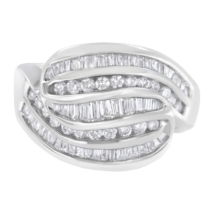 14KT White Gold Diamond Bypass Band Ring (1 cttw, H-I Color, SI1-SI2 Clarity)