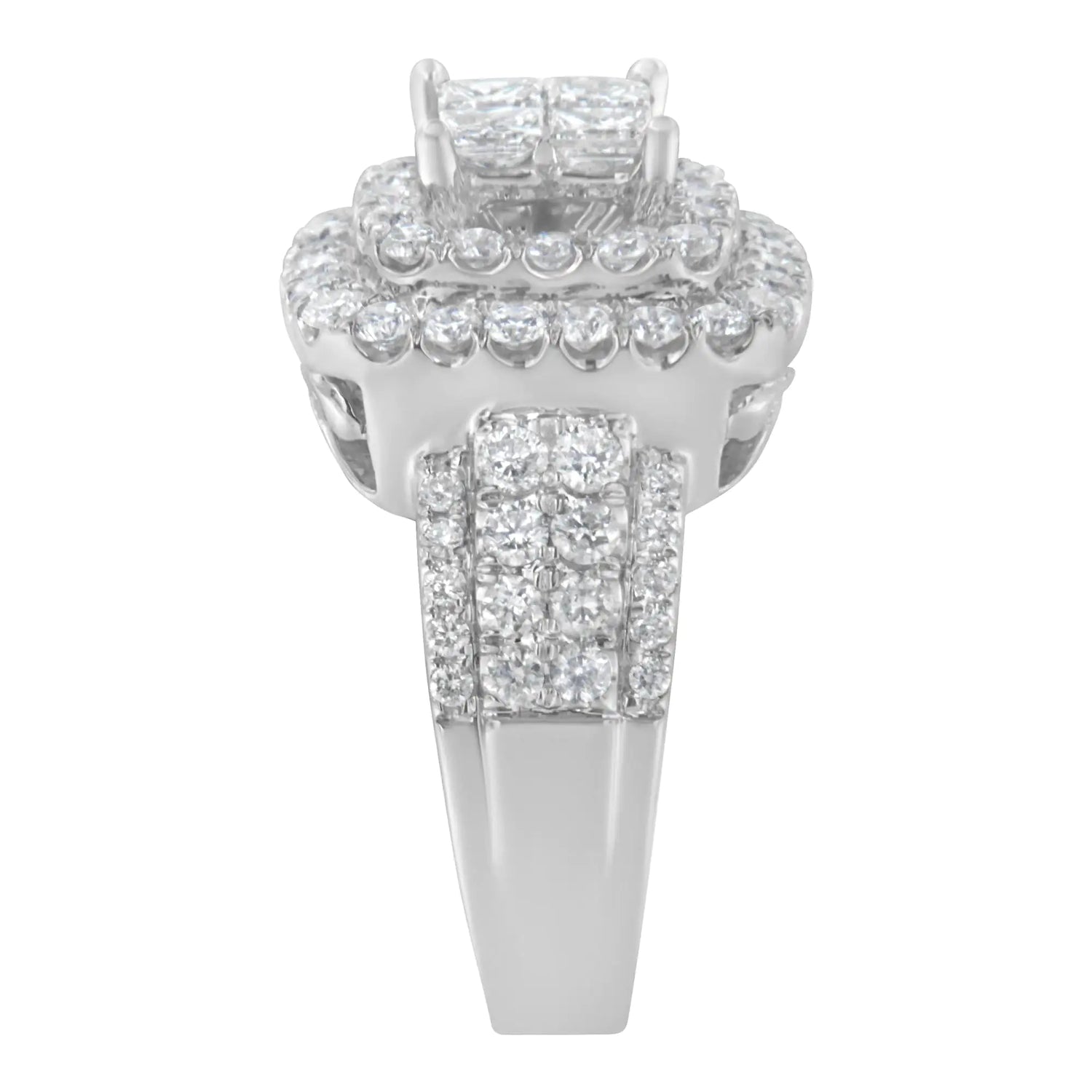 14KT White Gold Round and Princess Diamond Ring (2 1/4 cttw, H-I Color, SI1-SI2 Clarity)