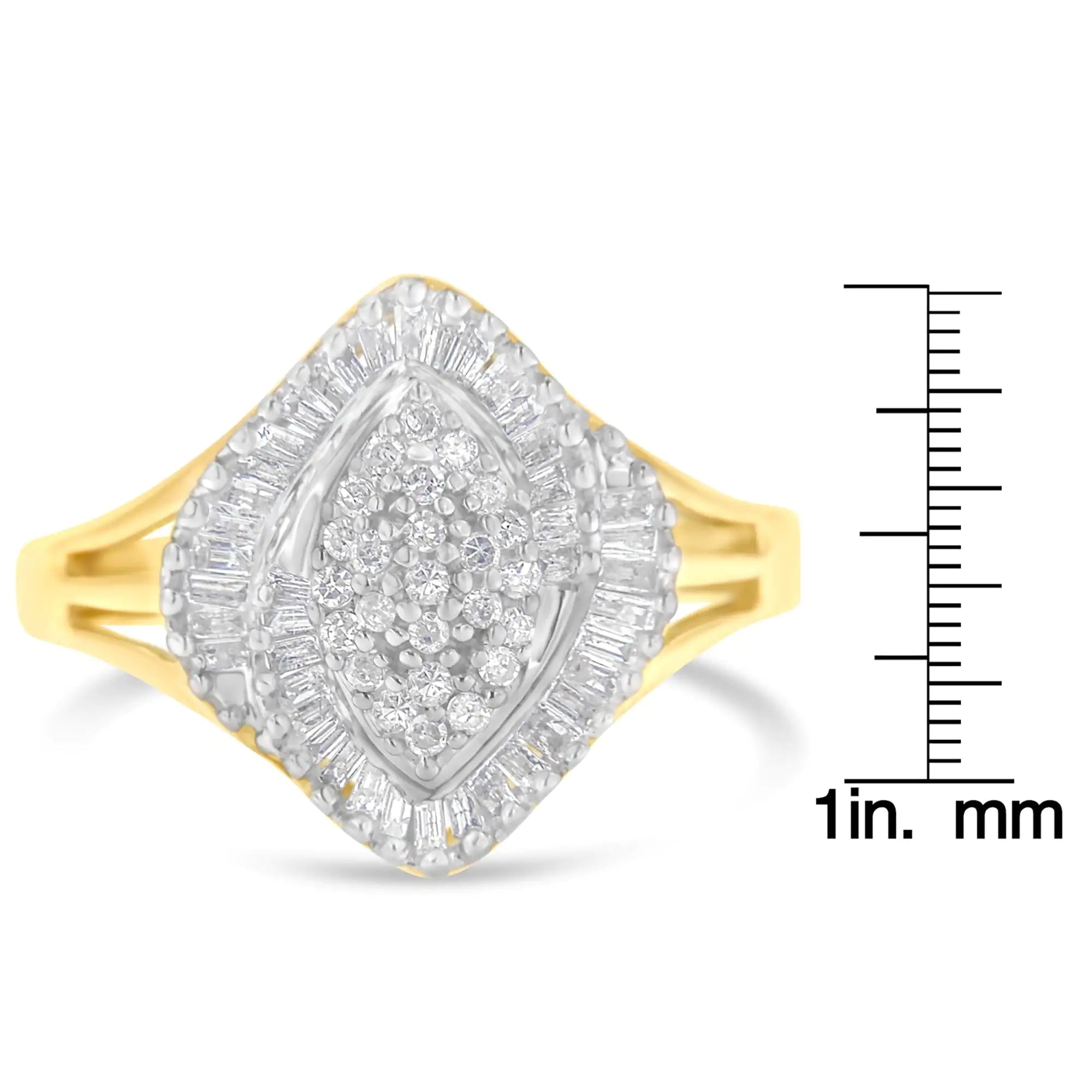 10K Yellow Gold Diamond Cocktail Ring (1/2 Cttw, J-K Color, I2-I3 Clarity)