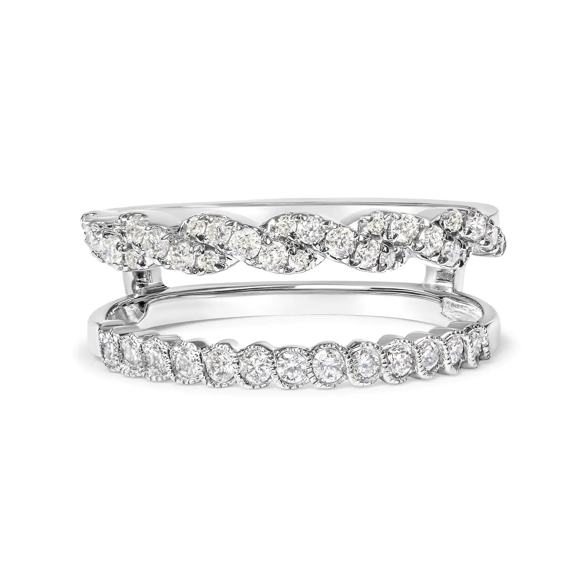 14k White Gold 1/2 Cttw Diamond Enhancer Wrap Ring Guard ( I-J Color, I2-I3 Clarity)