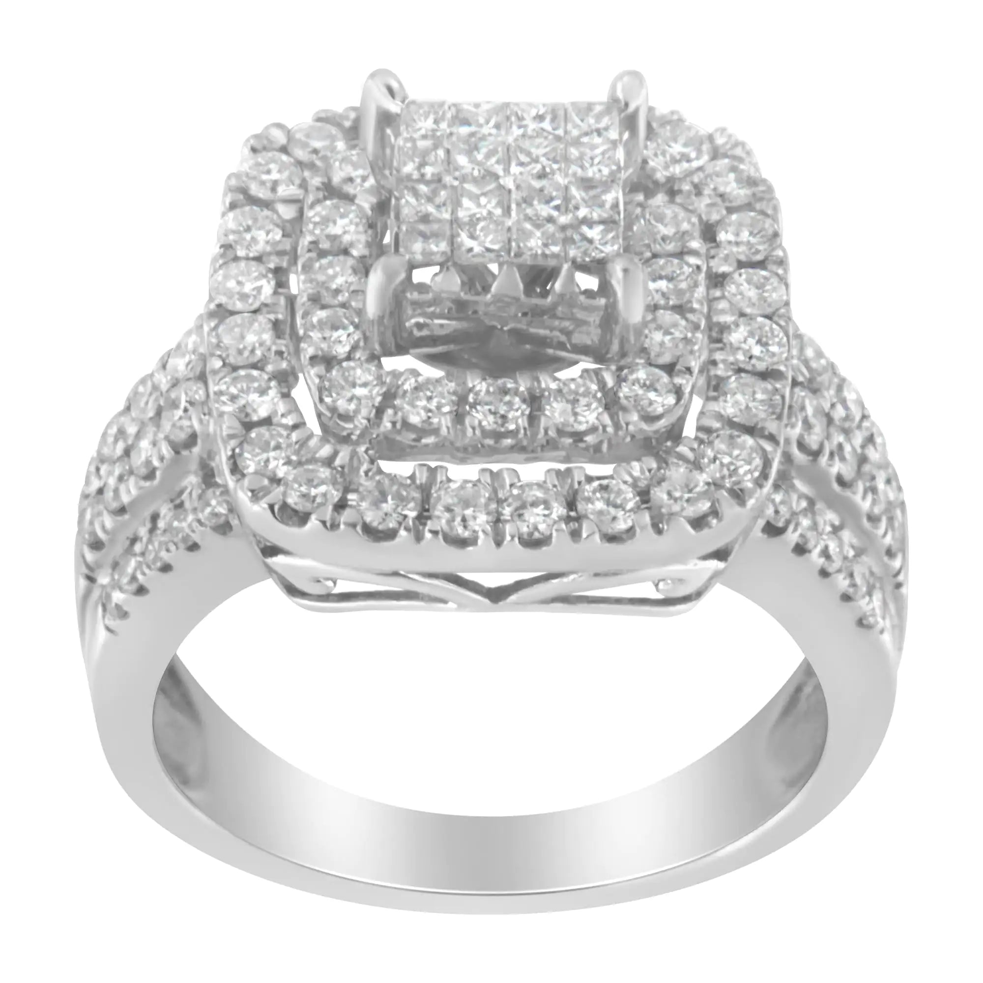 14KT White Gold Diamond Cocktail Ring (1 1/2 cttw, H-I Color, SI2-I1 Clarity)