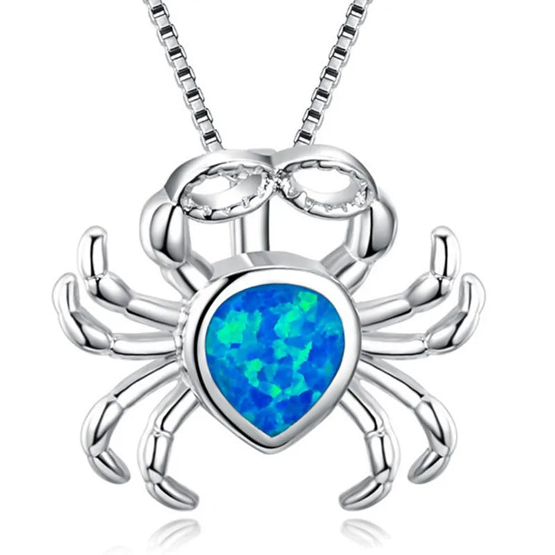 Full Blue Imitati Opal Sea Turtle Pendant Necklace