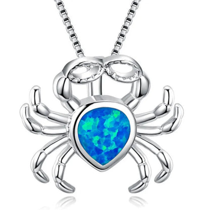 Full Blue Imitati Opal Sea Turtle Pendant Necklace