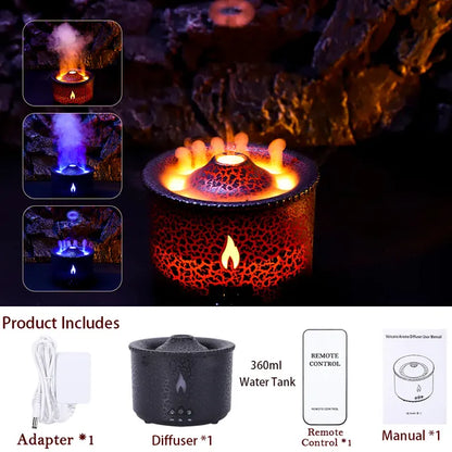 Volcano Fire Flame Air Humidifier Aroma Diffuser Essential Oil