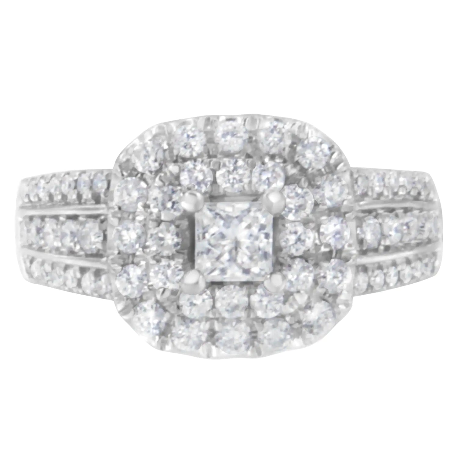 14KT White Gold Diamond Cluster Ring (1 cttw, H-I Color, I1-I2 Clarity)