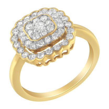 10K Yellow Gold Plated .925 Sterling Silver Diamond Cocktail Ring (3/4 Cttw, J-K Color, I2-I3 Clarity)