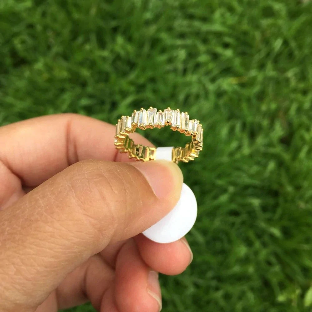 Thin Baguette T Ring Stone Rings