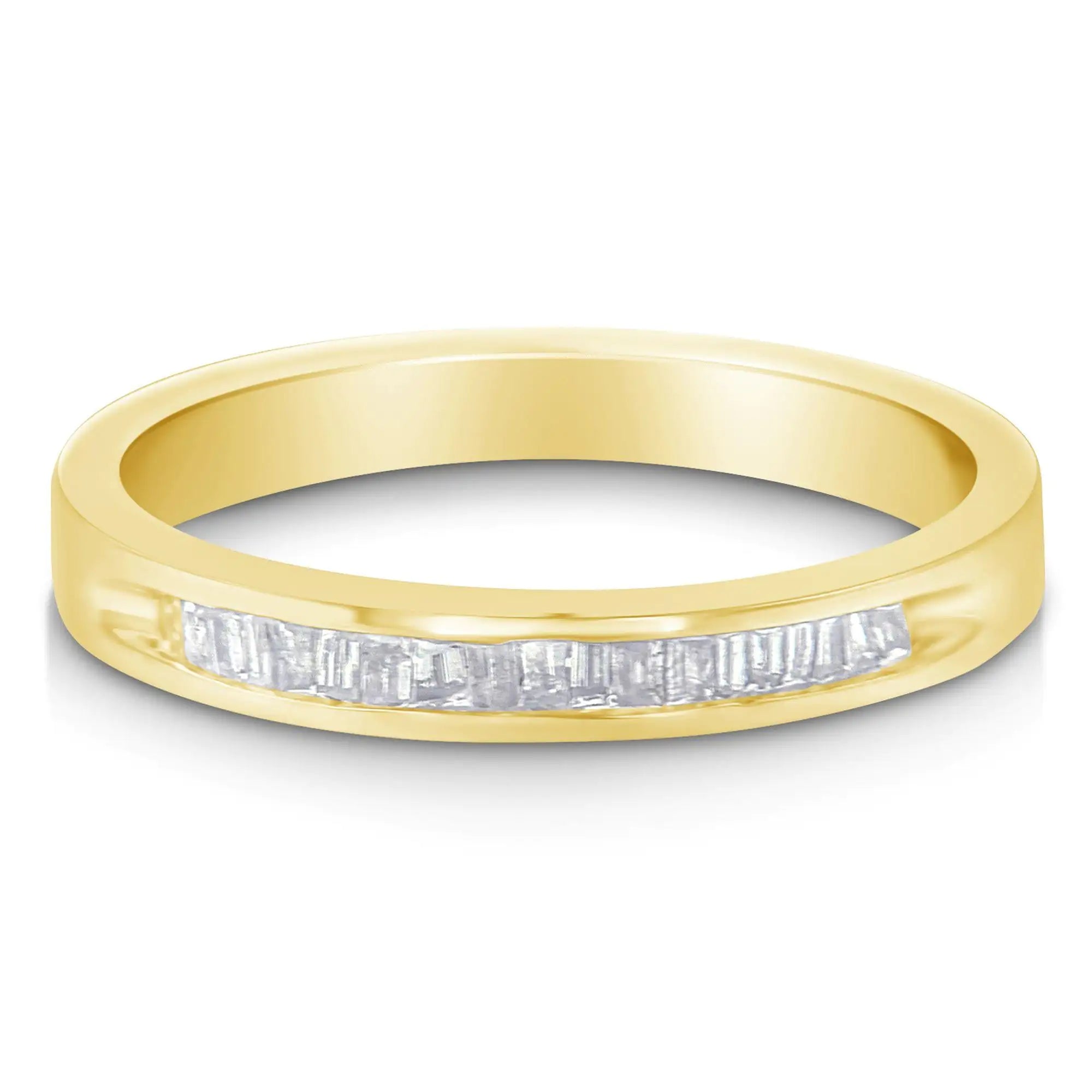 10K Yellow Gold over .925 Sterling Silver 1/5 Cttw Diamond Channel-Set Stackable Band Ring (H-I Color, I1-I2 Clarity)