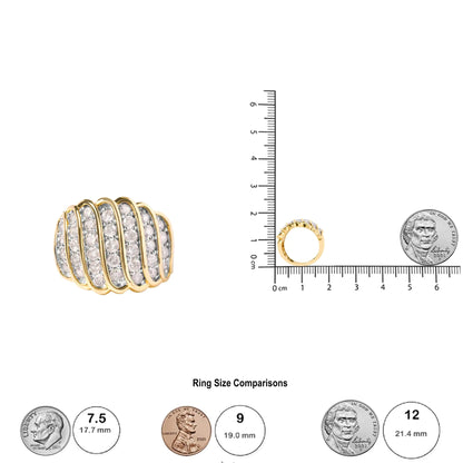 10 Yellow Gold 2.00 Cttw Diamond Multi Row Cocktail Band Ring (I-J Color, I1-I2 Clarity)