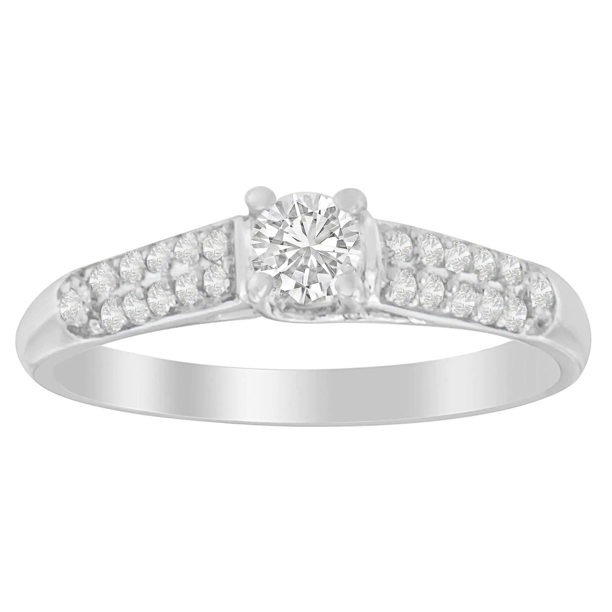 14K White Gold Round-Cut Diamond Ring (0.37 cttw, H-I Color, SI2-I1 Clarity)