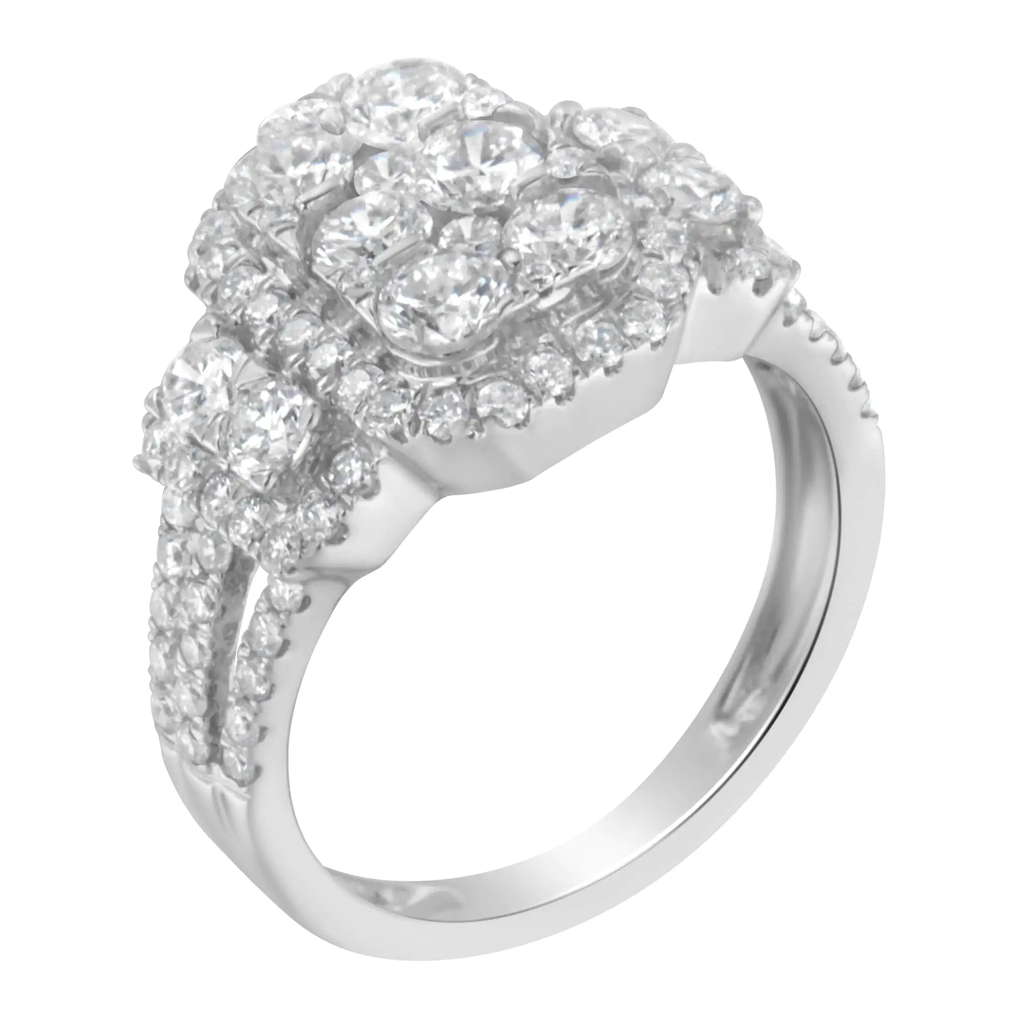 14K White Gold 2 1/4 Cttw Diamond Cocktail Cluster Ring (G-H Color, SI2-I1 Clarity)