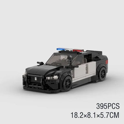 Racing Police Van City Car Speed Champions Sports Model Building Blocks