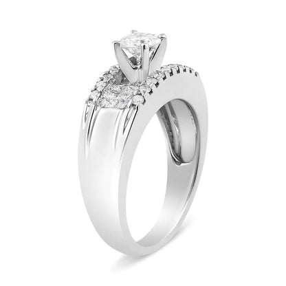 14K White Gold 1.00 Cttw 4 Prong Solitaire Set Diamond Cocktail Fashion Ring (I1-I2 Clarity, H-I Color)