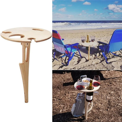 Mini Wooden Foldable Round Desktop Picnic Table