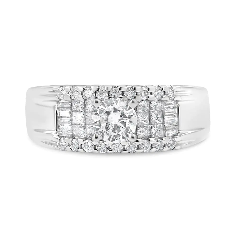 14K White Gold 1.00 Cttw 4 Prong Solitaire Set Diamond Cocktail Fashion Ring (I1-I2 Clarity, H-I Color)