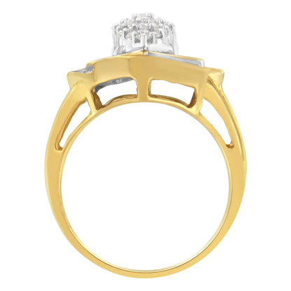 10K Yellow Gold Diamond Cluster Ring (3/4 Cttw, J-K Color, I2-I3 Clarity)