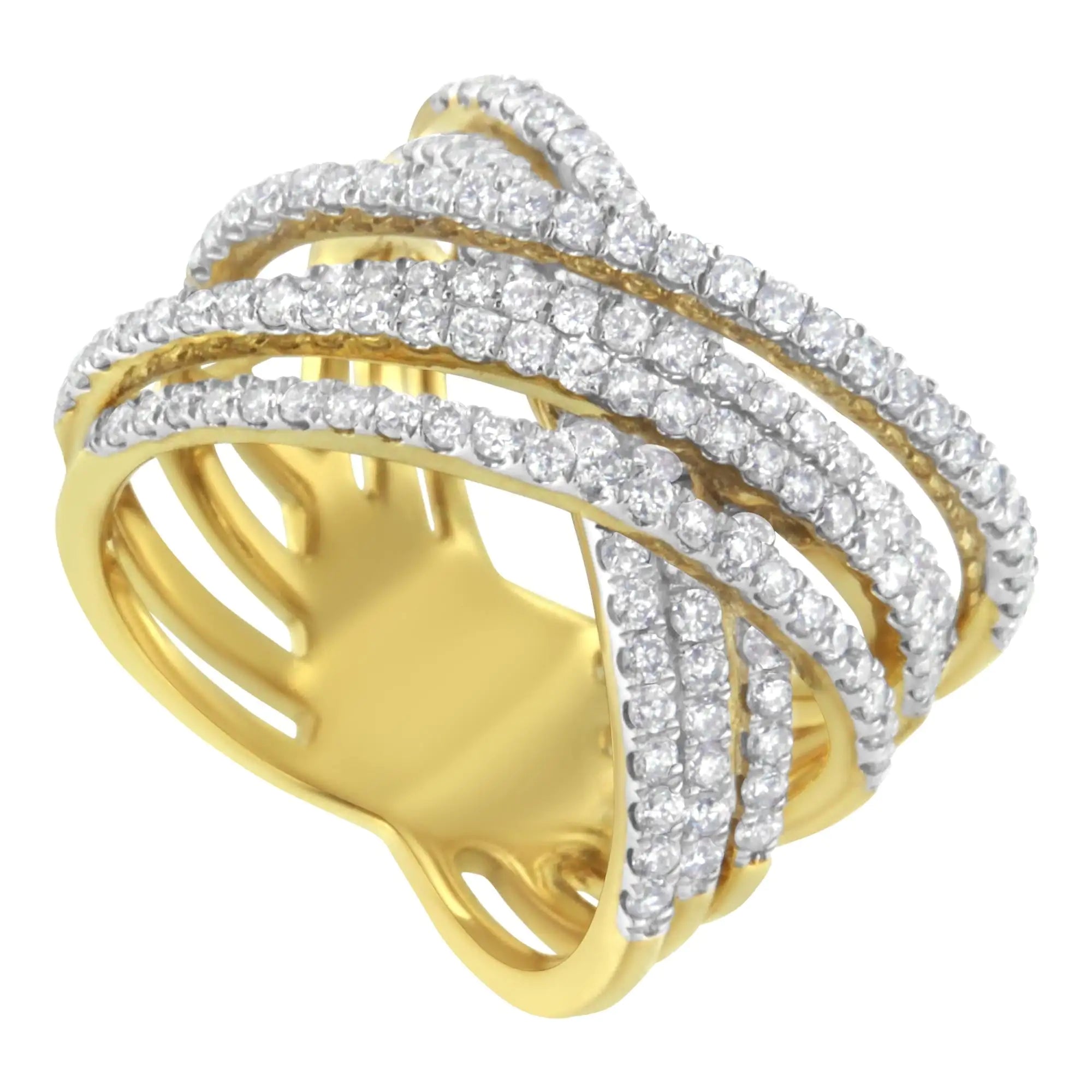 10KT Yellow Gold Diamond Bypass Ring (1 5/8 cttw, H-I Color, SI2-I1 Clarity)