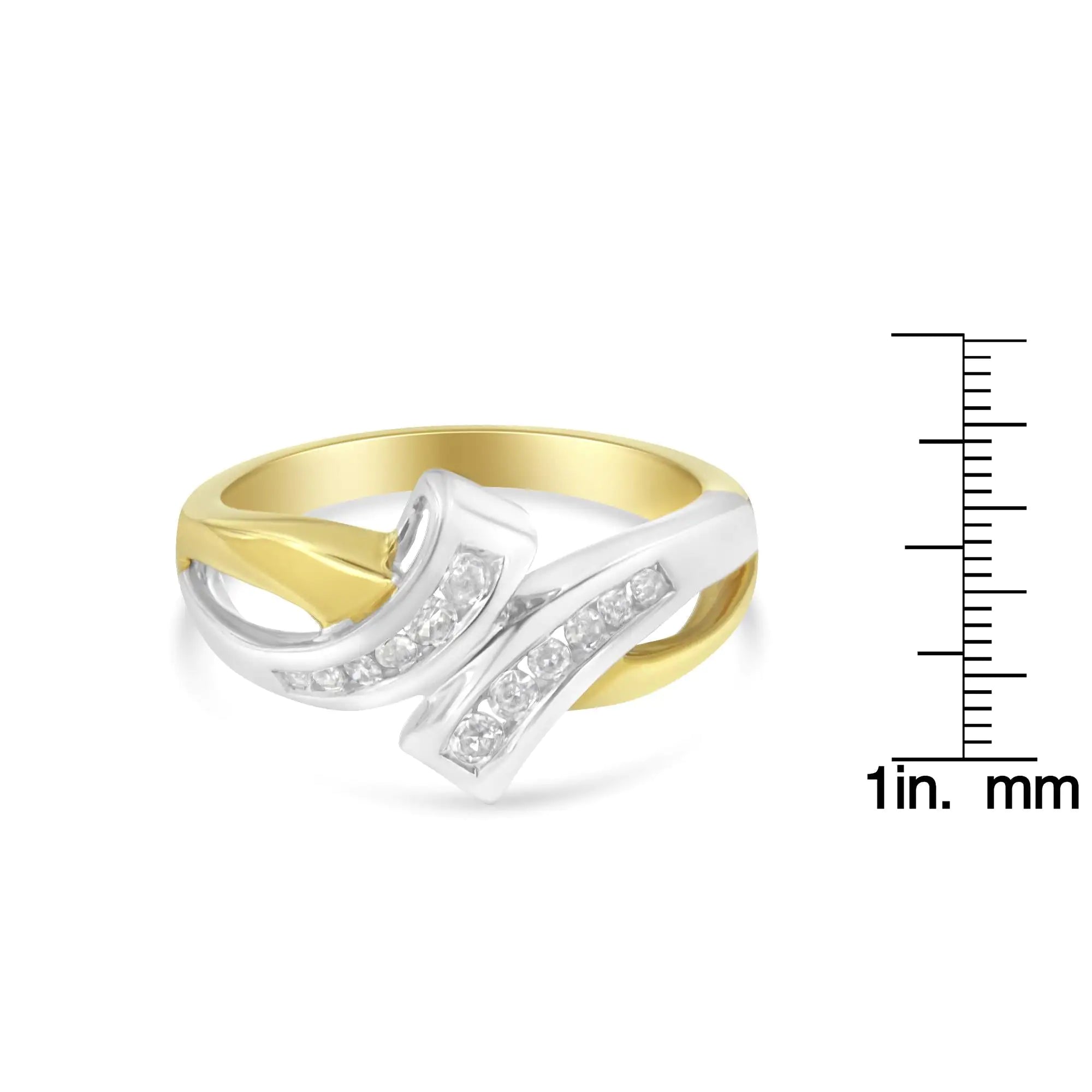 10K Two Toned Channel-Set Diamond Bypass Ring (1/4 cttw, I-J Color, I2 Clarity)