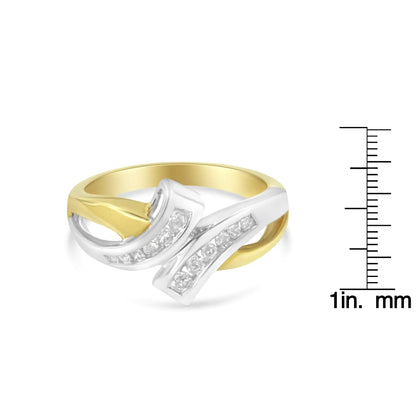 10K Two Toned Channel-Set Diamond Bypass Ring (1/4 cttw, I-J Color, I2 Clarity)