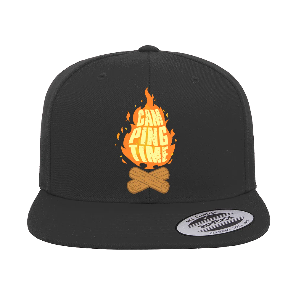 Camp Fire Printed Flat Bill Cap