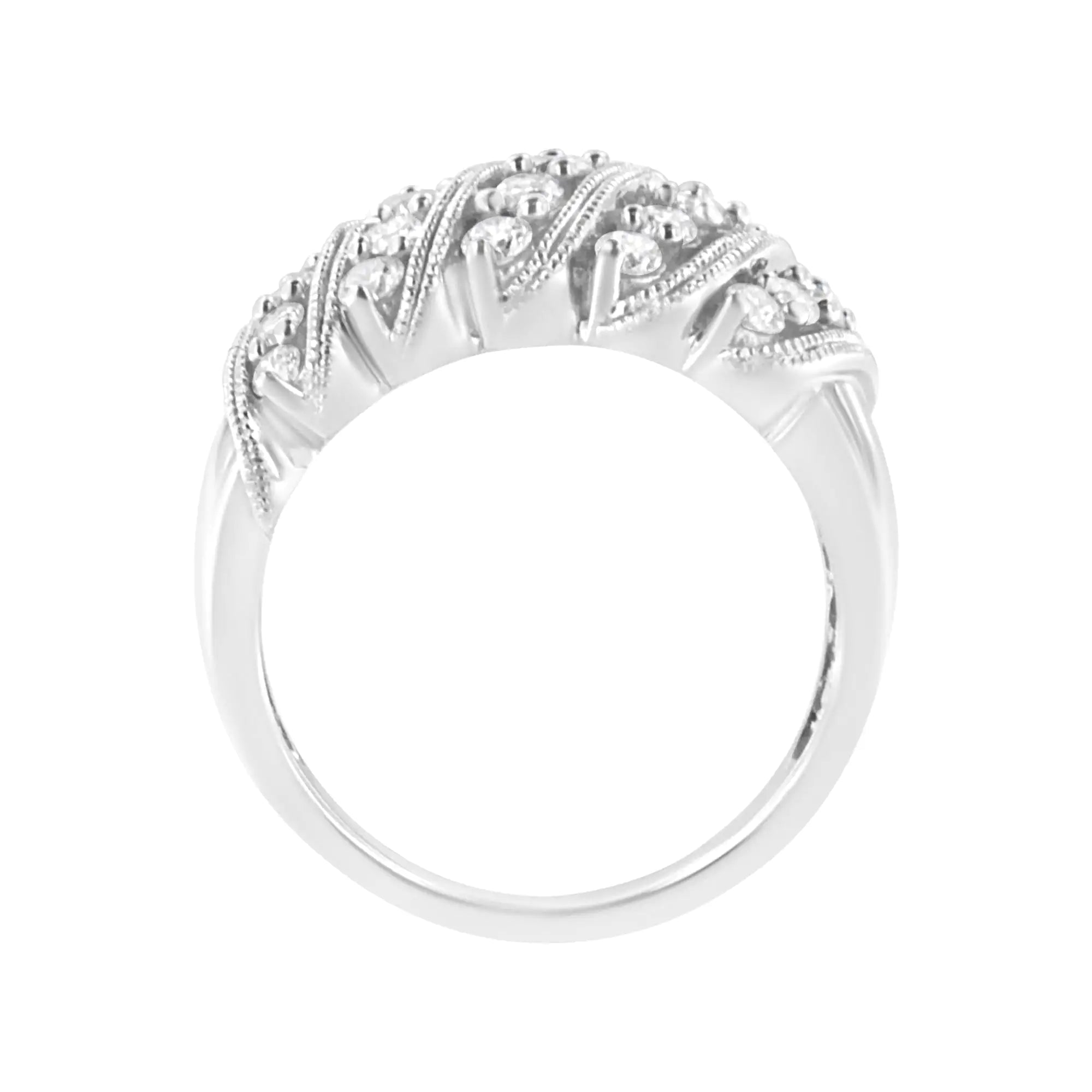 .925 Sterling Silver 1 cttw Lab Grown Diamond Cluster Band Ring (F-G Color, VS2-SI1 Clarity)