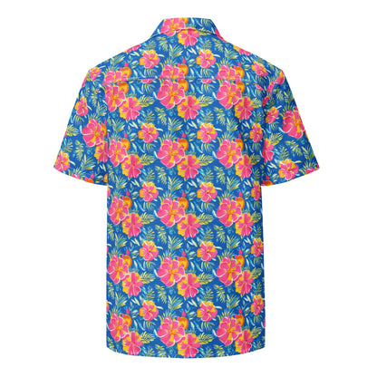 Hibiscus Lagoon Button Down Hawaiian Shirt - Coastal Summer 2024 Collection