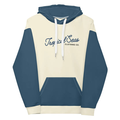 Navy &amp; Off White Two-Toned Tropical Seas Hoodie