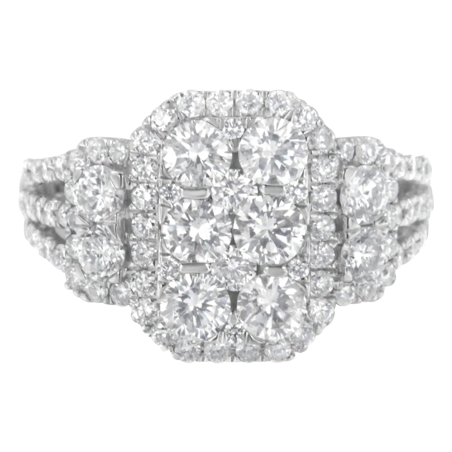 14K White Gold 2 1/4 Cttw Diamond Cocktail Cluster Ring (G-H Color, SI2-I1 Clarity)