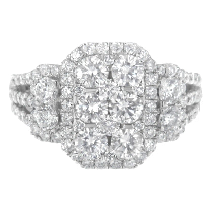 14K White Gold 2 1/4 Cttw Diamond Cocktail Cluster Ring (G-H Color, SI2-I1 Clarity)