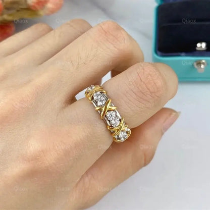 Luxury Two-Tone Cross Ring