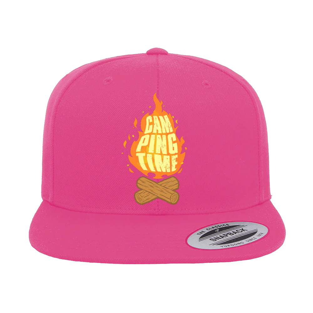 Camp Fire Printed Flat Bill Cap