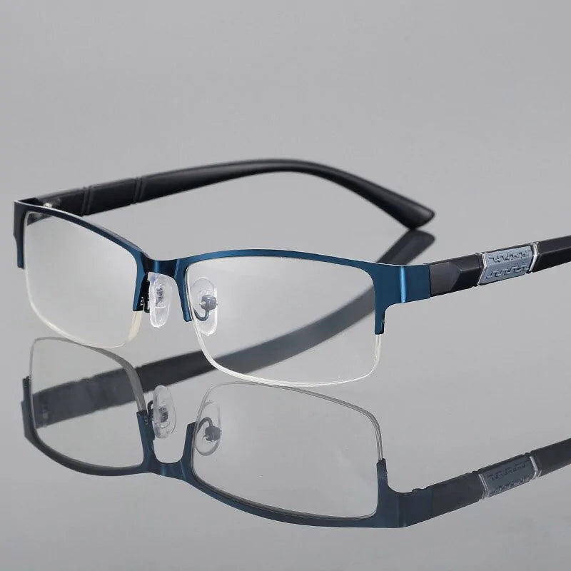 Unisex Anti Blue Rays Computer Glasses: Alloy Half Frame Blue Light Coating Eyewear