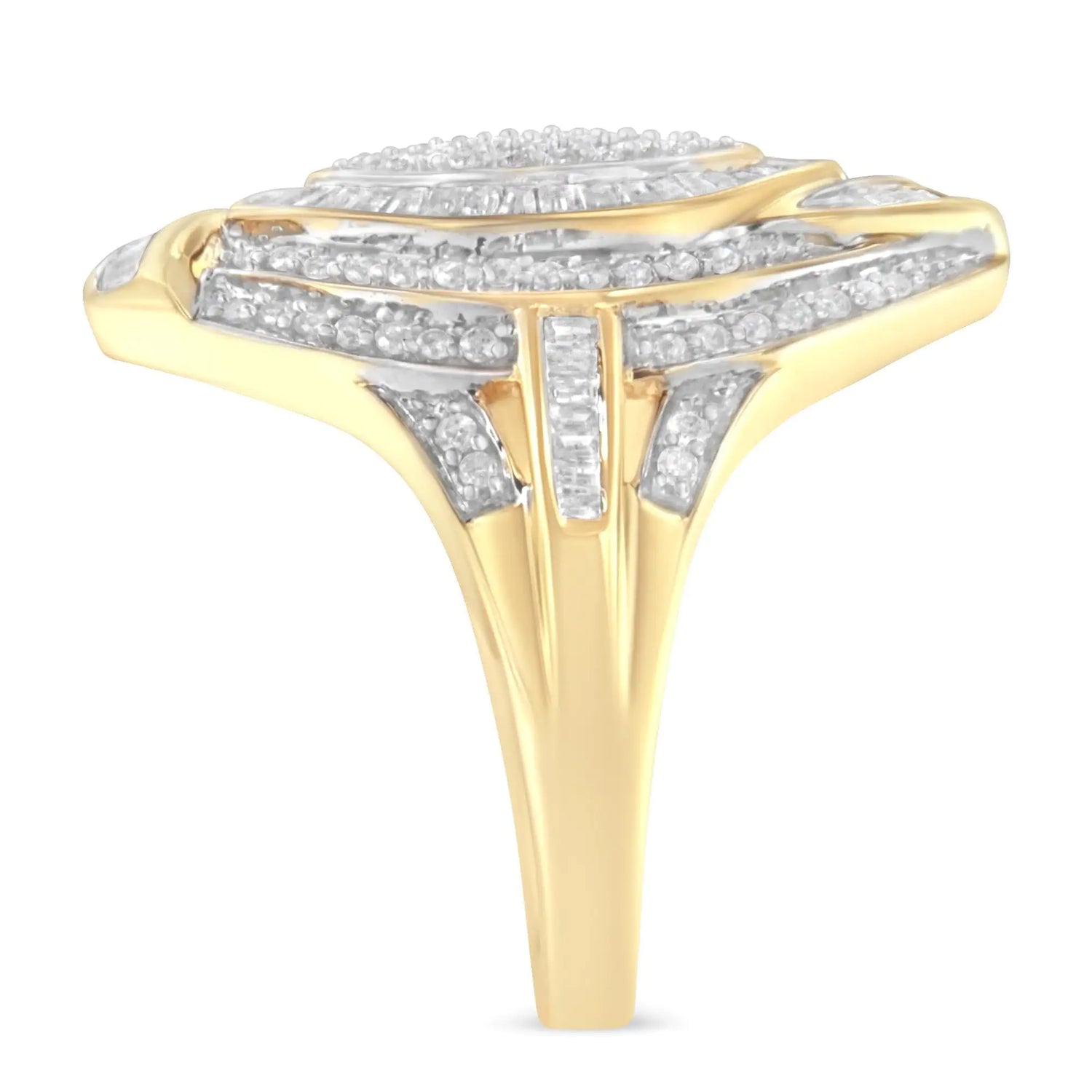 10K Yellow Gold Diamond Cocktail Ring (1 cttw, I-J Color, I2-I3 Clarity)