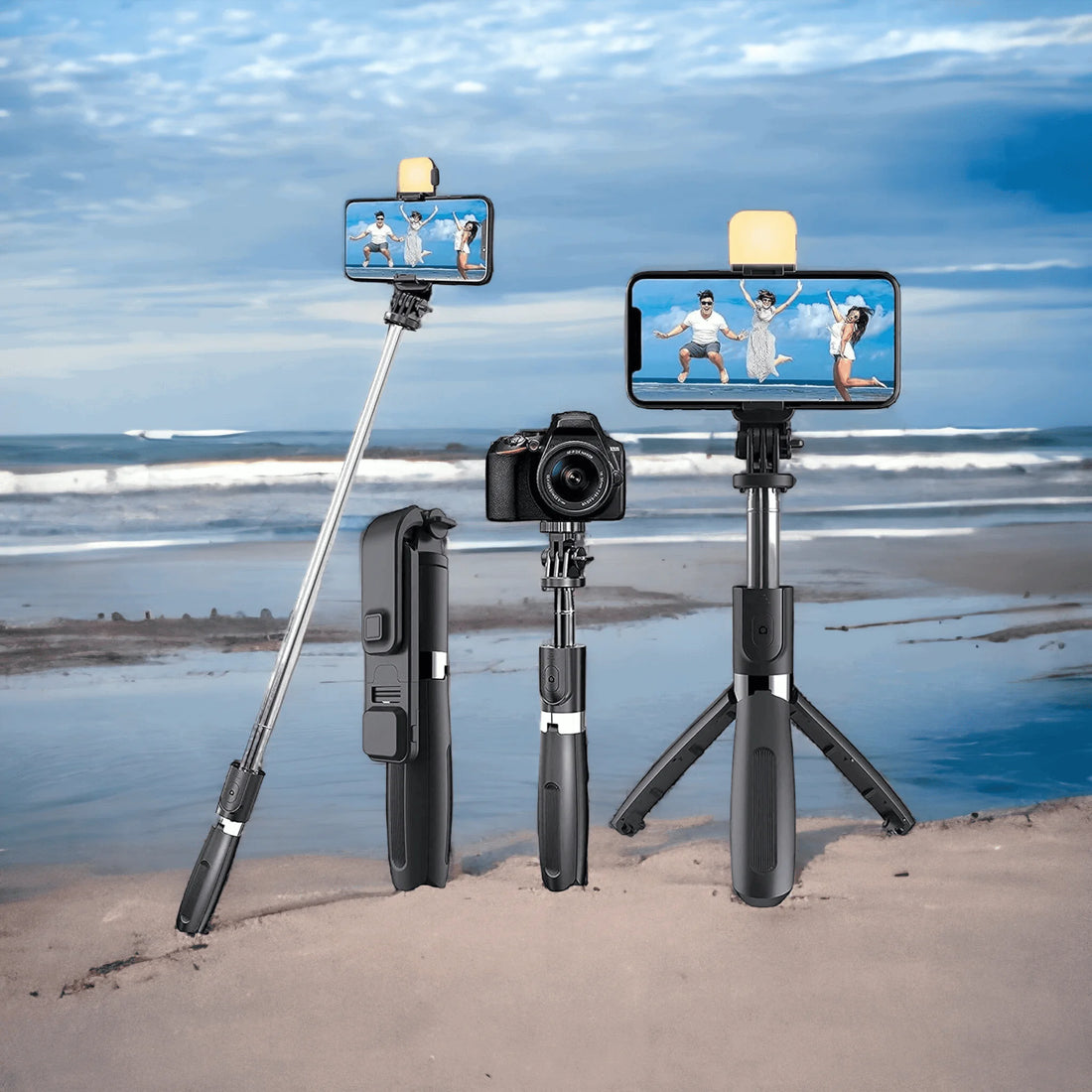 Wireless Selfie Stick Tripod with Light