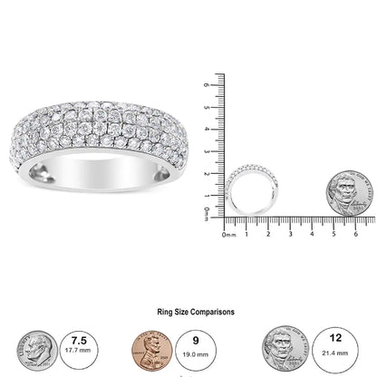 14K White Gold 1 1/2 Cttw Pave Set Lab Grown Round Diamond Domed Band Ring (G-H Color, SI1-SI2 Clarity)