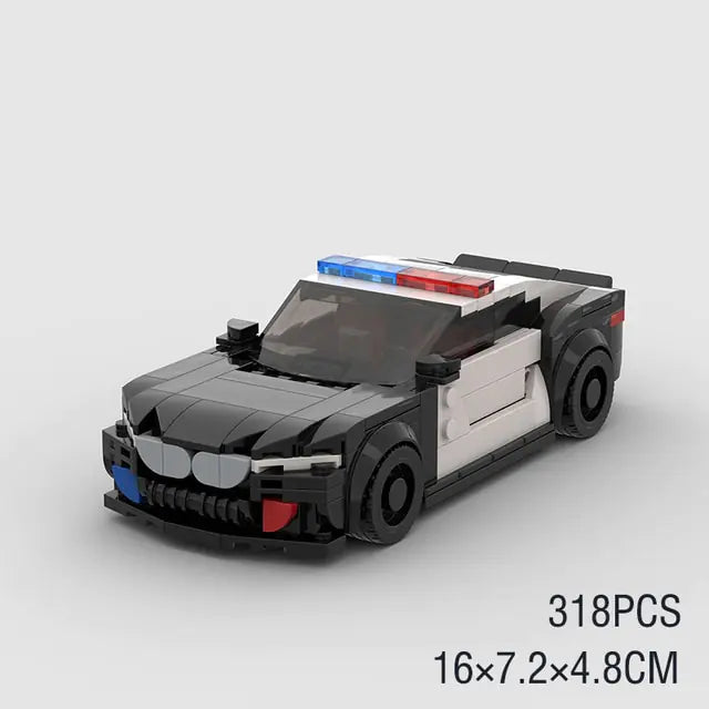 Racing Police Van City Car Speed Champions Sports Model Building Blocks