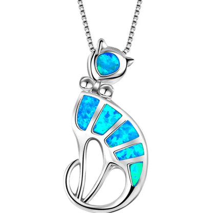 Full Blue Imitati Opal Sea Turtle Pendant Necklace