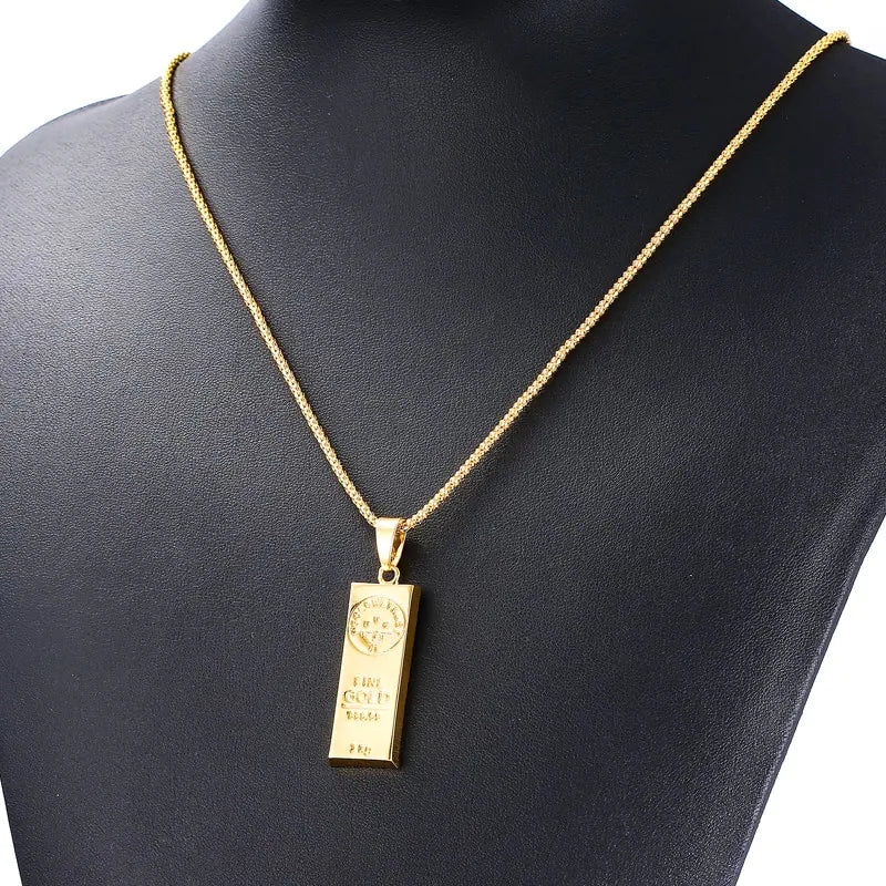 Gold Color Bar Necklace