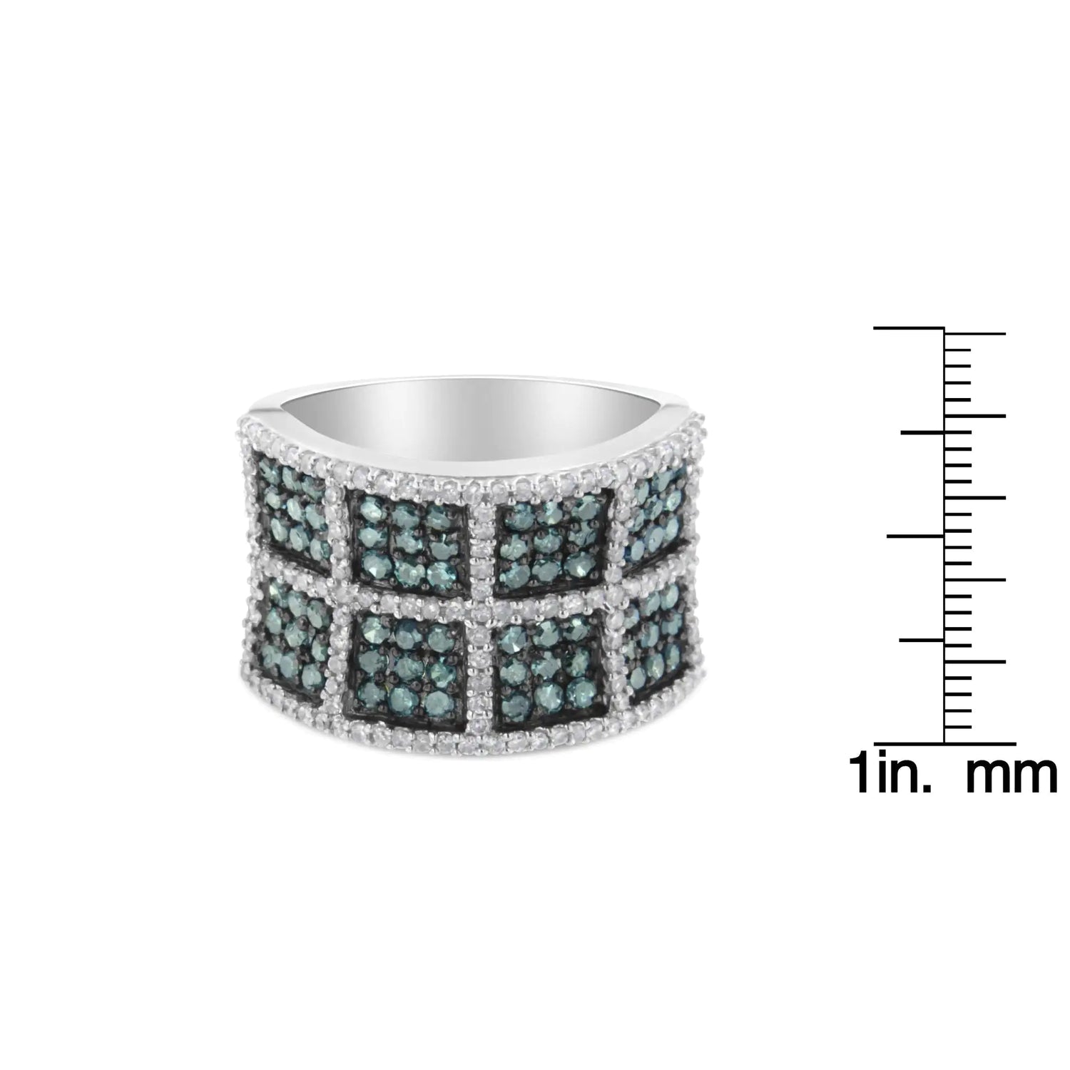 14K White Gold White and Treated Blue Diamond Cocktail Ring (1 1/2 Cttw, H-I Color, I1-I2 Clarity)