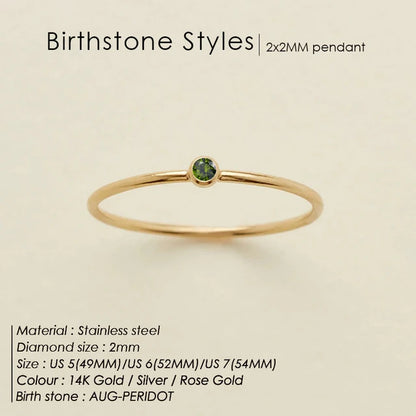 Stainless Steel Birthstone Ring