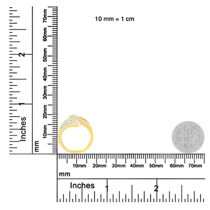 10K Yellow Gold 1 Cttw Round and Baguette-Cut Diamond Multi Row Bypass Ring Band (H-I Color, I1-I2 Clarity)