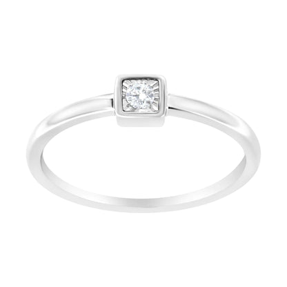 .925 Sterling Silver Miracle-Set Diamond Accent Cushion Shaped Promise Ring (J-K Color, I1-I2 Clarity)