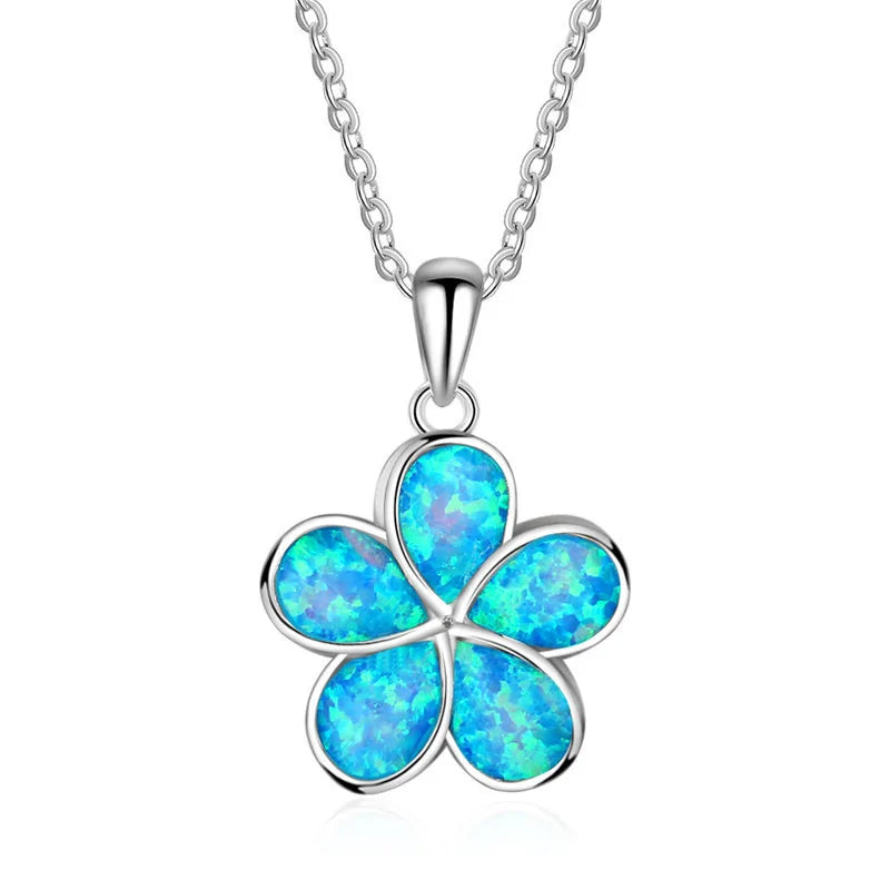 Full Blue Imitati Opal Sea Turtle Pendant Necklace