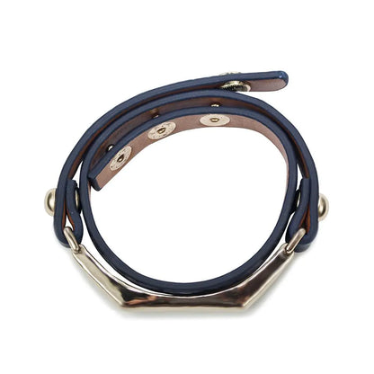 Sash Leather Bracelet- Navy Blue